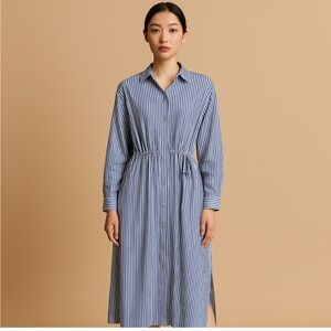 Universal Thread Blue & White Striped 3/4 Sleeve Dress Size Small Classic